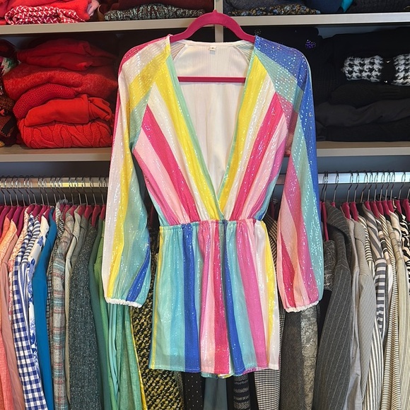 Unbranded multicolor sequin long sleeve v neck romper size S - Picture 1 of 3